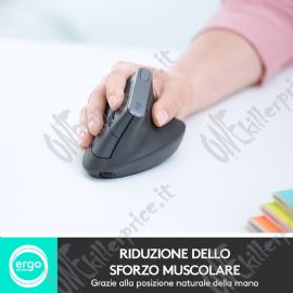 Logitech MX Vertical mouse Mano destra RF senza fili + Bluetooth Ottico 4000 DPI