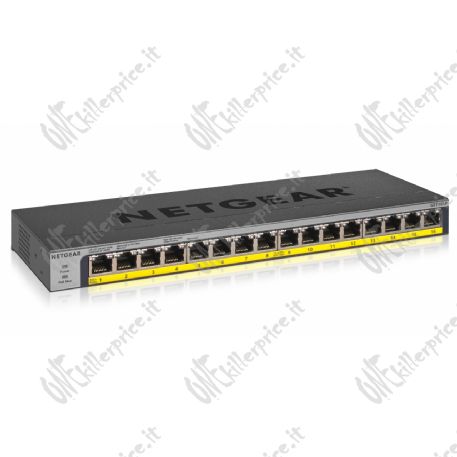 NETGEAR GS116LP Non gestito Gigabit Ethernet (10/100/1000) Supporto Power over Ethernet (PoE) Nero