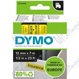 DYMO D1 - Standard Etichette - Nero su giallo - 12mm x 7m