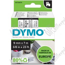 DYMO D1 - Standard Etichette - Nero su trasparente - 9mm x 7m