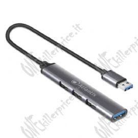 Atlantis Land P014-UH313 hub di interfaccia USB 3.2 Gen 1 (3.1 Gen 1) Type-A Nero, Grigio