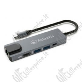 Atlantis Land A04-TC_LANHD+PU replicatore di porte e docking station per notebook Cablato USB 3.2 Gen 1 (3.1 Gen 1) Type-C Grigio