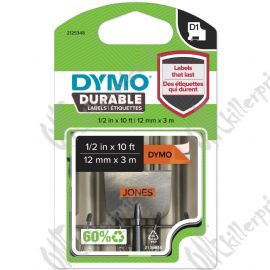 DYMO D1 - Durable Etichette - nero su arancio - 12mm x 3m