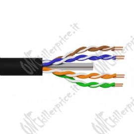 CAVO SOLIDO U/UTP PER RETI CATEGORIA 6 AWG24 IN RAME PER ESTERNO GUAINA PE MATASSA 305 MT