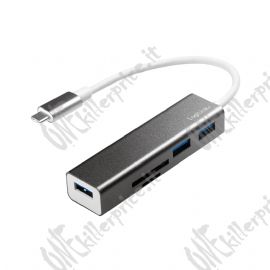 LogiLink USB 3.2 Gen 1x1 USB-C 3-Port Hub, mit Kartenleser UA0305