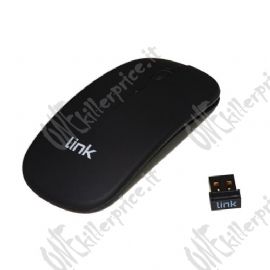 MOUSE LINK WIRELESS CON SENSORE OTTICO E RICEVITORE USB, CON BATTERIE RICARICABILI INTEGRATE DPI 1600, NERO, LKMOS34