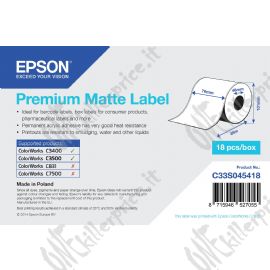 ORIGINAL Epson Etichette C33S045418 S045418 carta normale, opaco politenato, 76mm x 35m, VE=1