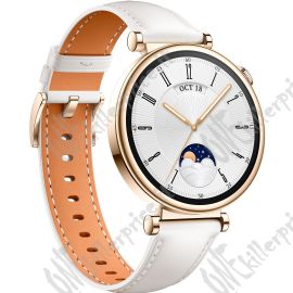 Watch GT4 41mm (Aurora-B19L), Smartwatchgold/white,  white -braunes Lederarmband