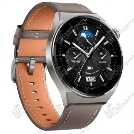 Watch GT 3 Pro Titanium, smart watch titanio, 46mm; Armband: grigioes Lederarmband