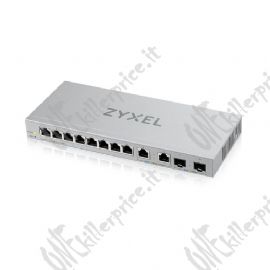 XGS1210-12 - Switch SMART MANAGED, 8 porte Gigabit, 2 porte 2.5GbE, 2 porte SFP+ 10GbE, - Easy Manag per VLAN, QoS - fanless