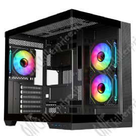 CASE ITEK CAVE DS GAMING TOWER, ATX, 3x12cm ARGB fan, 2xUSB3, TYPE-C,SYDE & FRONT PANEL TEMP GLASS - ITGCADCDSB