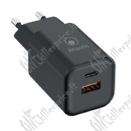 ALIMENTATORE ATLANTIS UNIVERSALE per NOTEBOOK P008-PD65GN-2U AC 65W output 1xUSB 1xUSB-C PD