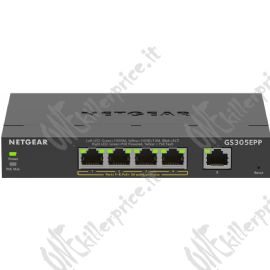 NETGEAR 5-Port Gigabit Ethernet High-Power PoE+ Plus Switch (GS305EPP) Gestito L2/L3 Gigabit Ethernet (10/100/1000) Supporto Power over Ethernet (PoE) Nero